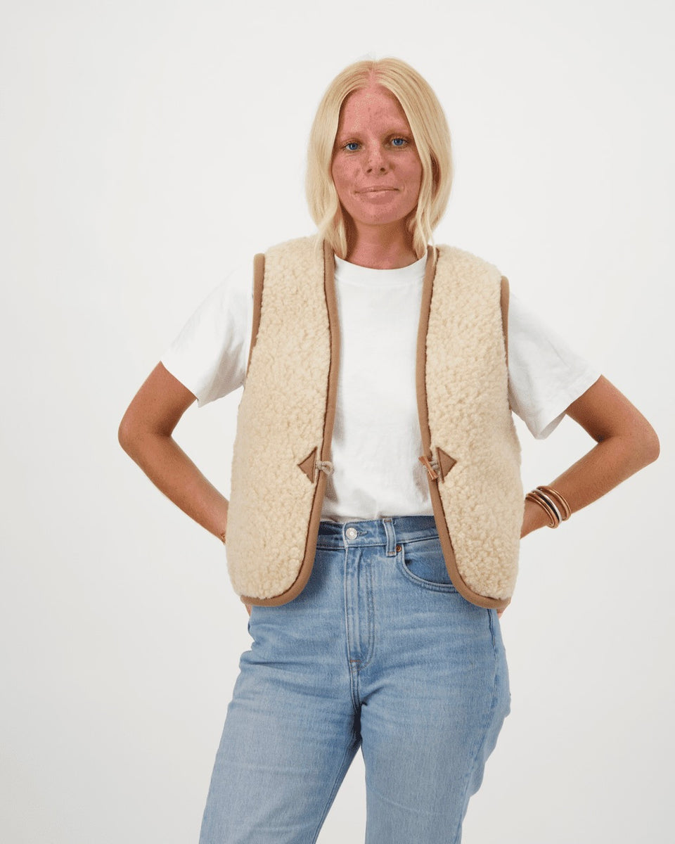 Gilet sans manche mouton 100% Laine Naturelle Made in Europe