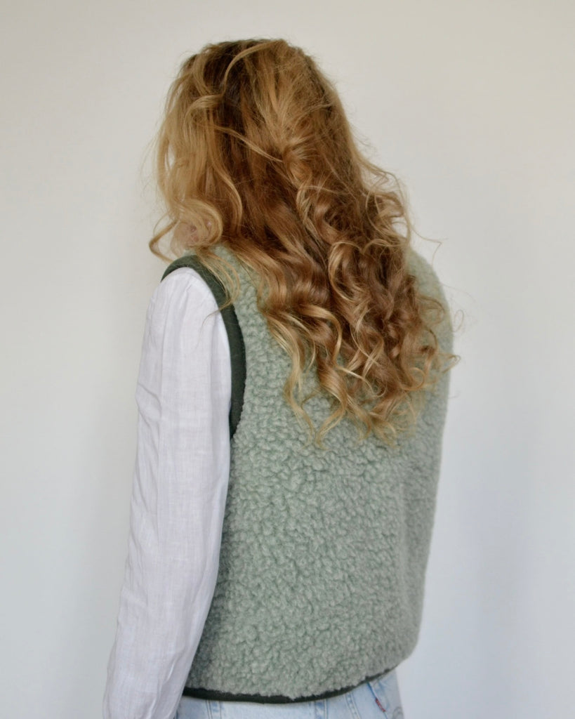 gilet sans manche mouton vert dos